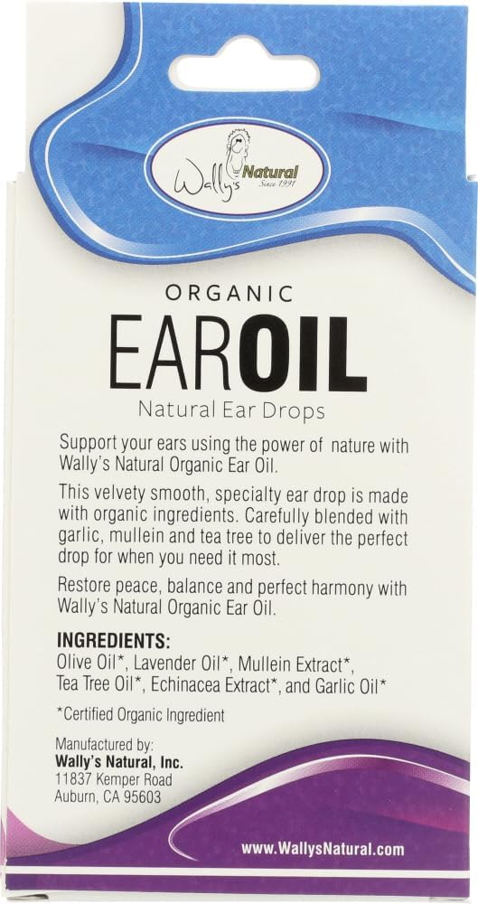 Wally's Natural Products Organic Ear Oil with Garlic and Mullein 1 fl oz - 2 Pack