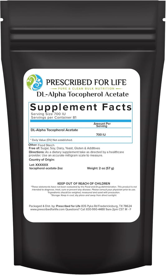 Water Soluble Alpha Tocopherol Acetate Powder - 700 IU, Vegan & Gluten Free (2oz)