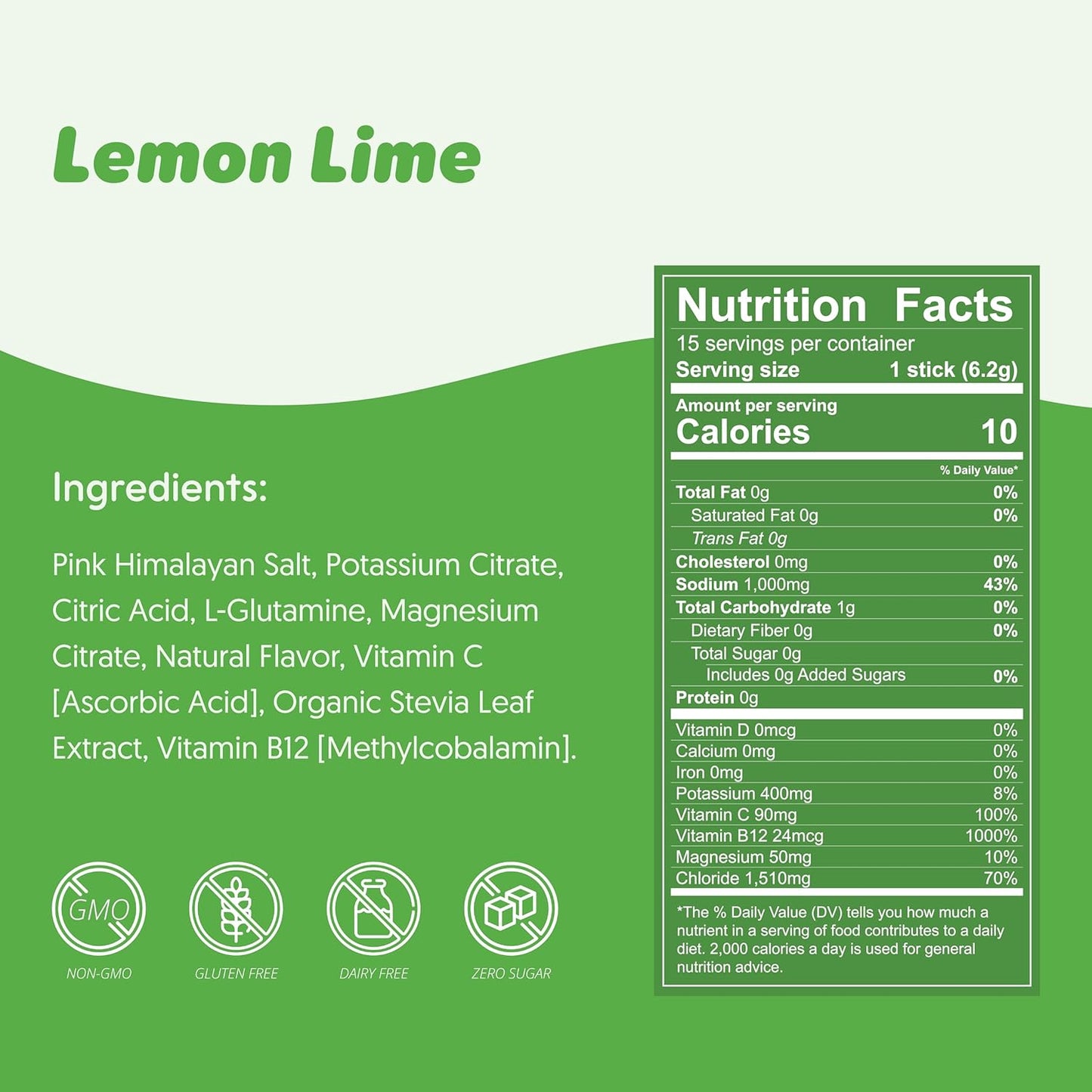 Waterboy Workout Hydration Packets with L-Glutamine and Vitamins - Sugar Free Electrolyte Powder for Natural Gluten Free Hydration Boost - 15 Lemon Lime Drink Sticks