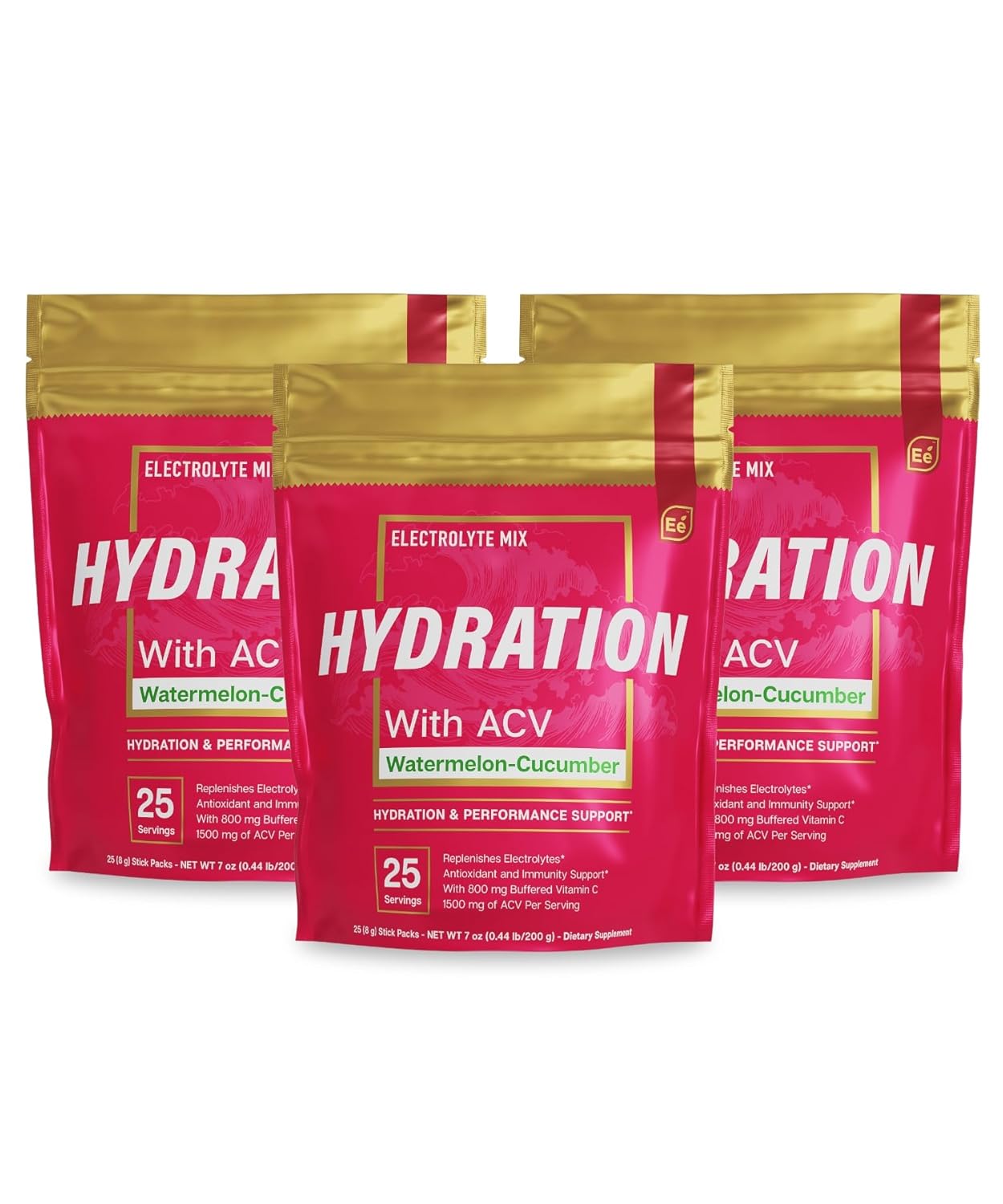 Watermelon Cucumber Electrolytes Powder Packets - 75 Stick Packs with ACV & Vitamin C - Sugar Free Hydration Drink - BoostGo Australia