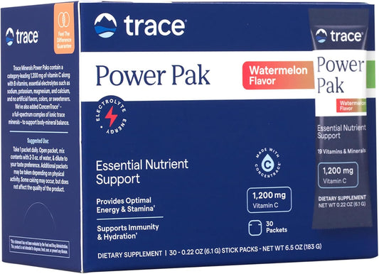 Watermelon Electrolyte Powder Packets with Trace Minerals, Vitamin C, Zinc, and Magnesium - Immunity, Hydration, and Energy Boost - 30 Packets