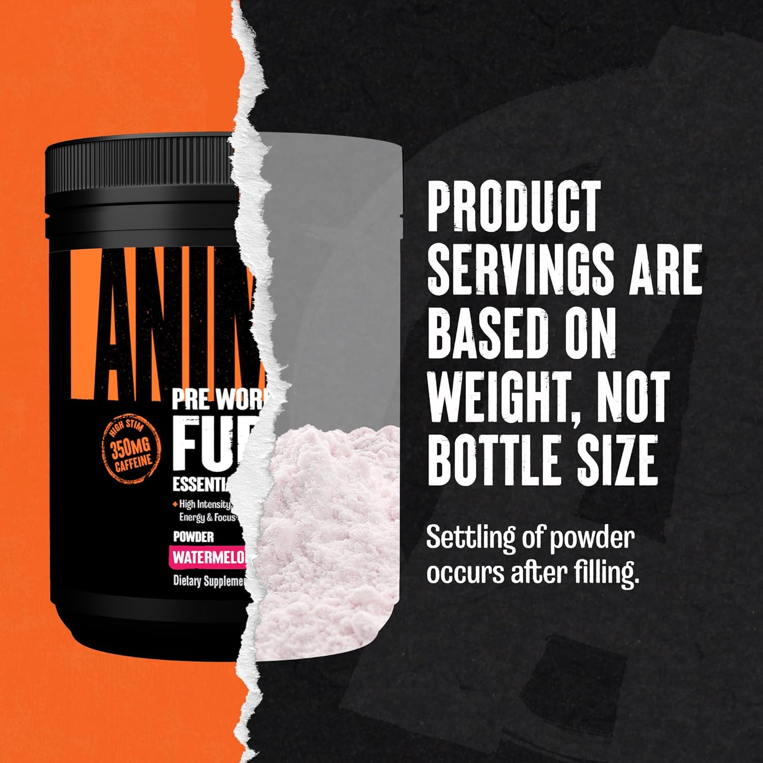 Watermelon Flavored Animal Fury Pre Workout Powder - Energy and Focus Supplement with 5g BCAA, 350mg Caffeine, Beta-Alanine, Nitric Oxide Booster - Preworkout for Men and Women - 20 Servings