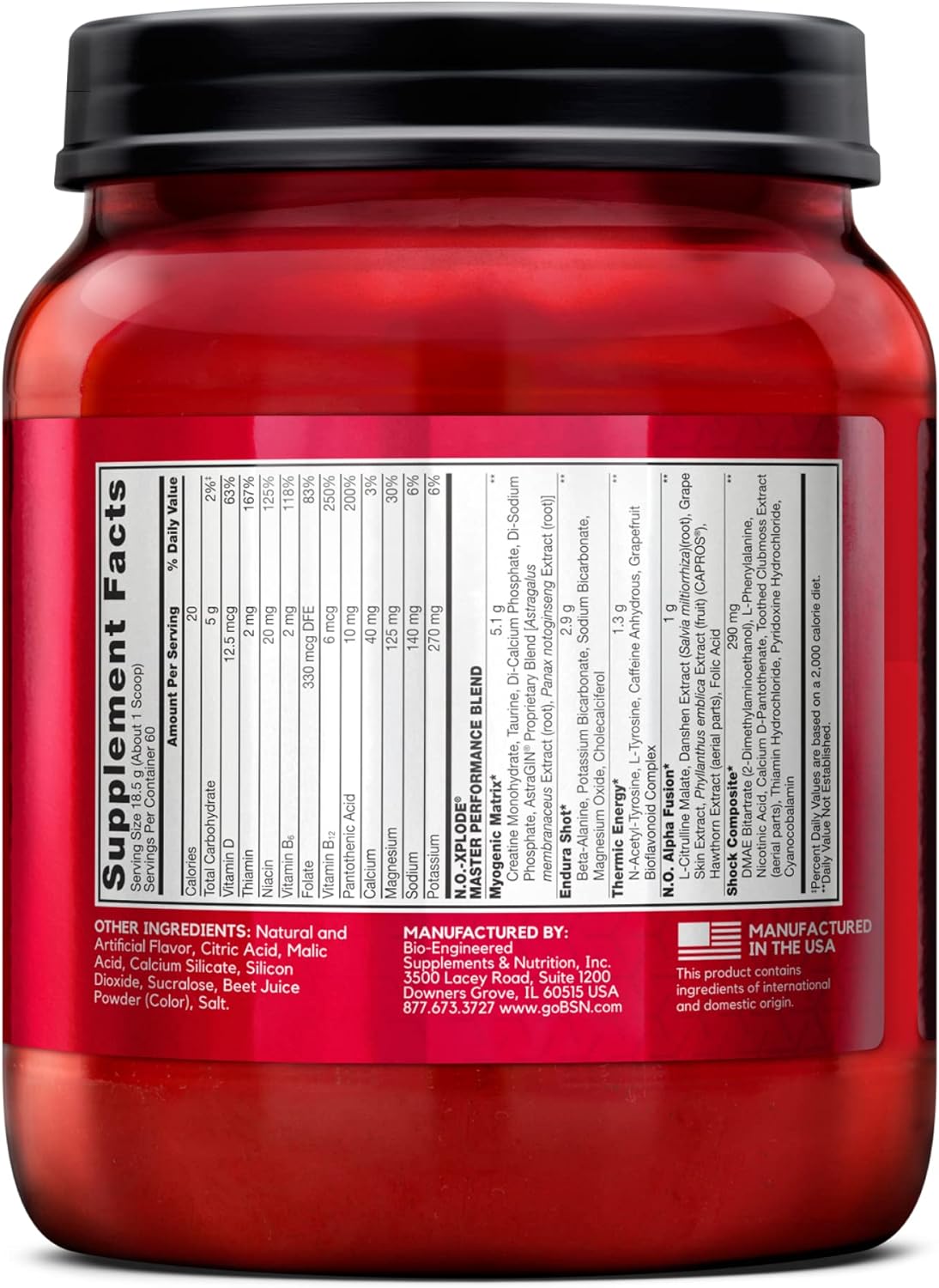 Watermelon Flavored BSN N.O.-XPLODE Pre Workout Powder with Creatine and Beta-Alanine - 60 Servings for Energy Boost