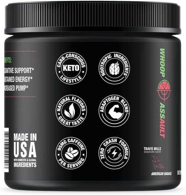Watermelon Jocko Fuel Pre Workout Powder: Keto & Sugar Free, Boost Endurance for Running, Cycling, Jiu Jitsu - 30 Servings