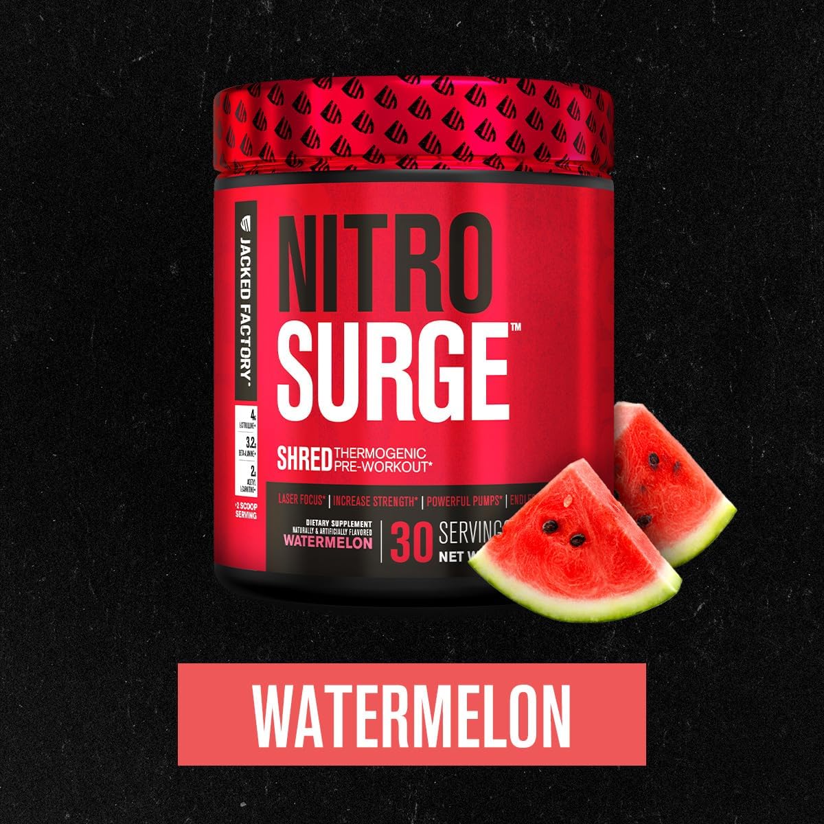 Watermelon Nitrosurge Shred Thermogenic Pre-Workout for Men & Women by Jacked Factory