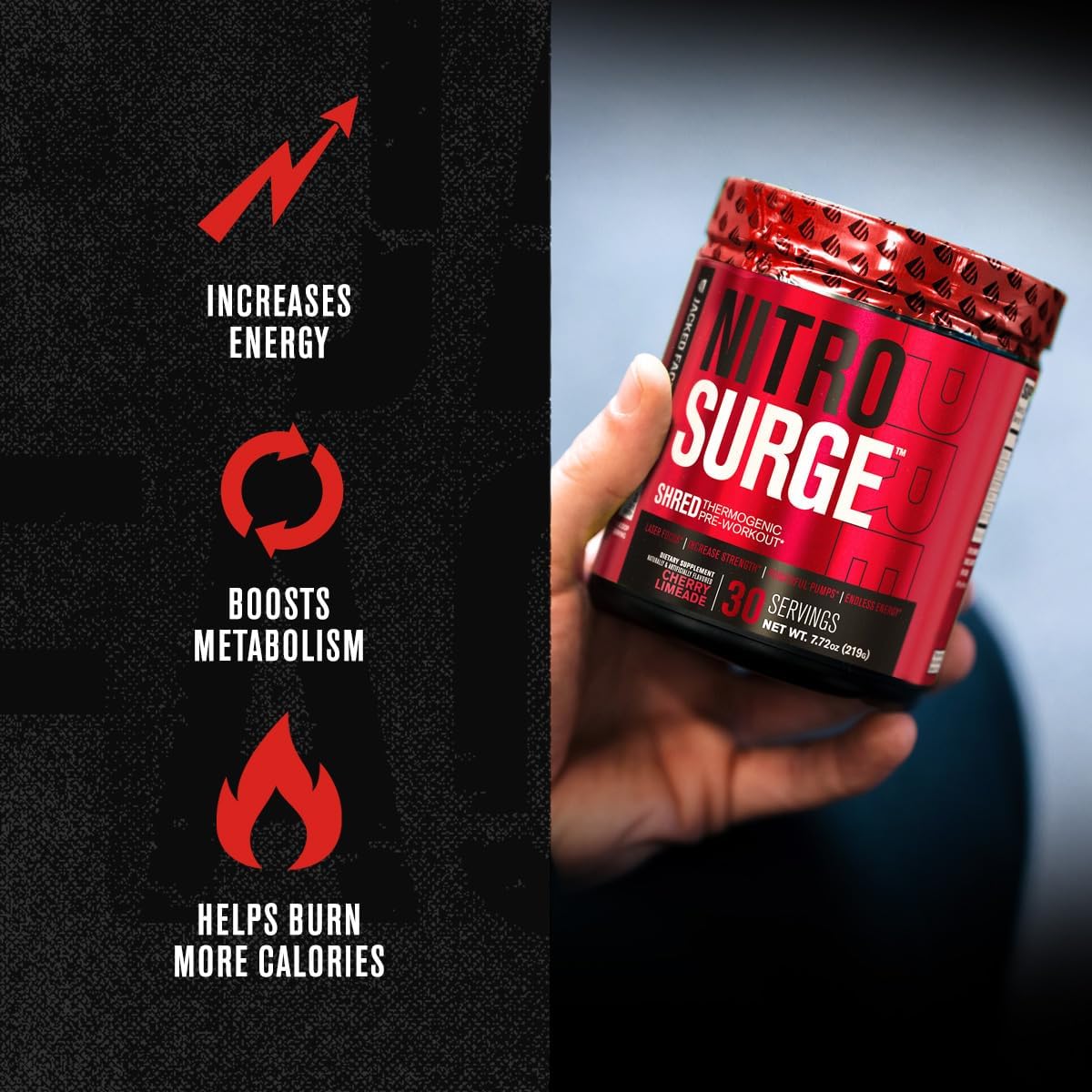 Watermelon Nitrosurge Shred Thermogenic Pre-Workout & N.O. XT Nitric Oxide Booster for Men & Women by Jacked Factory