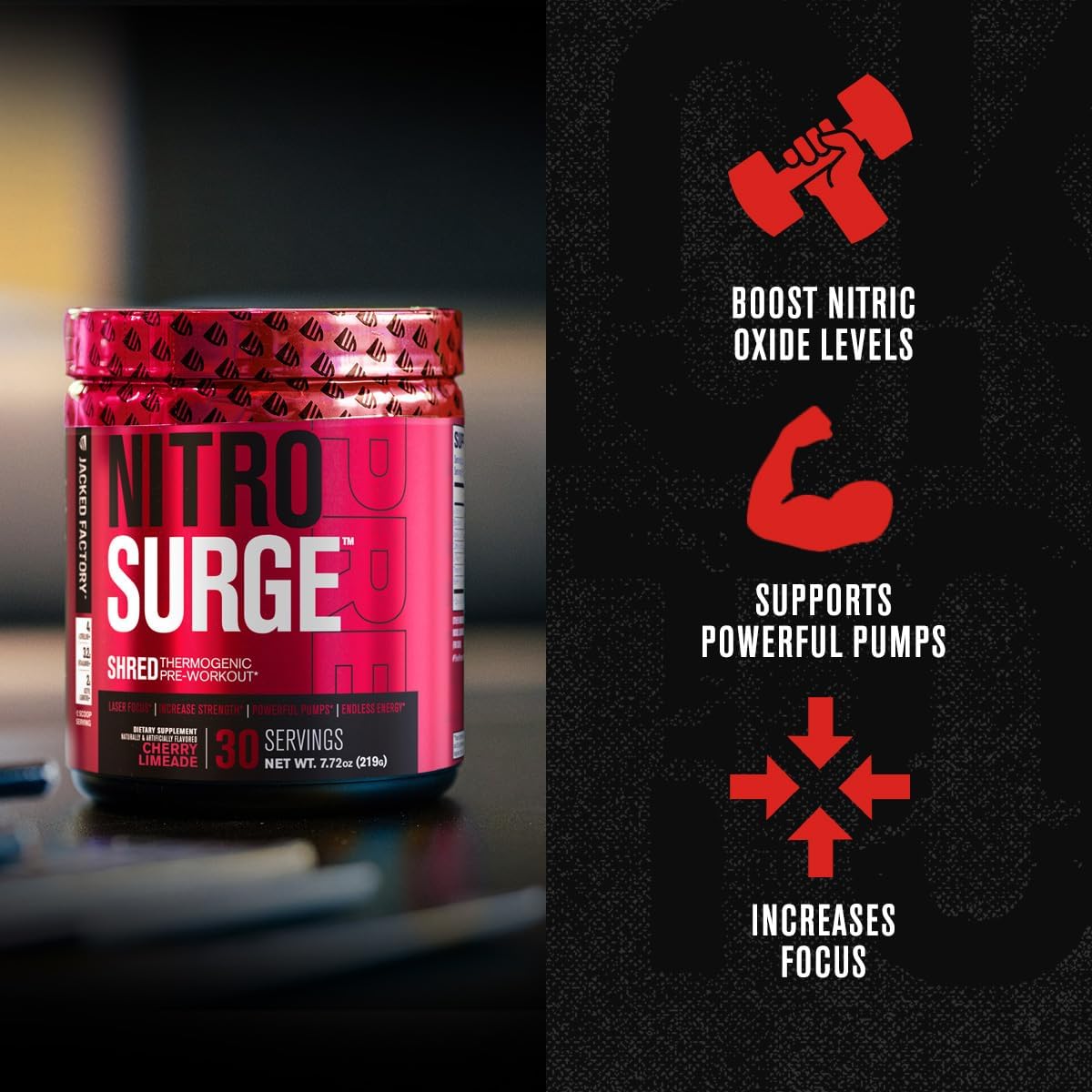 Watermelon Nitrosurge Shred Thermogenic Pre-Workout & N.O. XT Nitric Oxide Booster for Men & Women by Jacked Factory