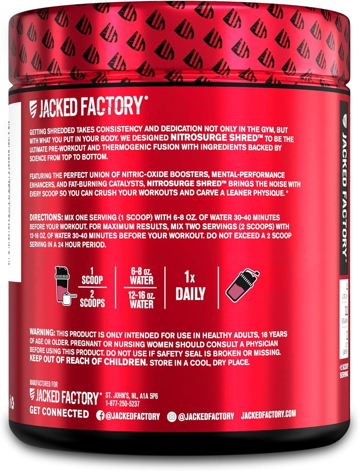 Watermelon Nitrosurge Shred Thermogenic Pre-Workout & N.O. XT Nitric Oxide Booster for Men & Women by Jacked Factory