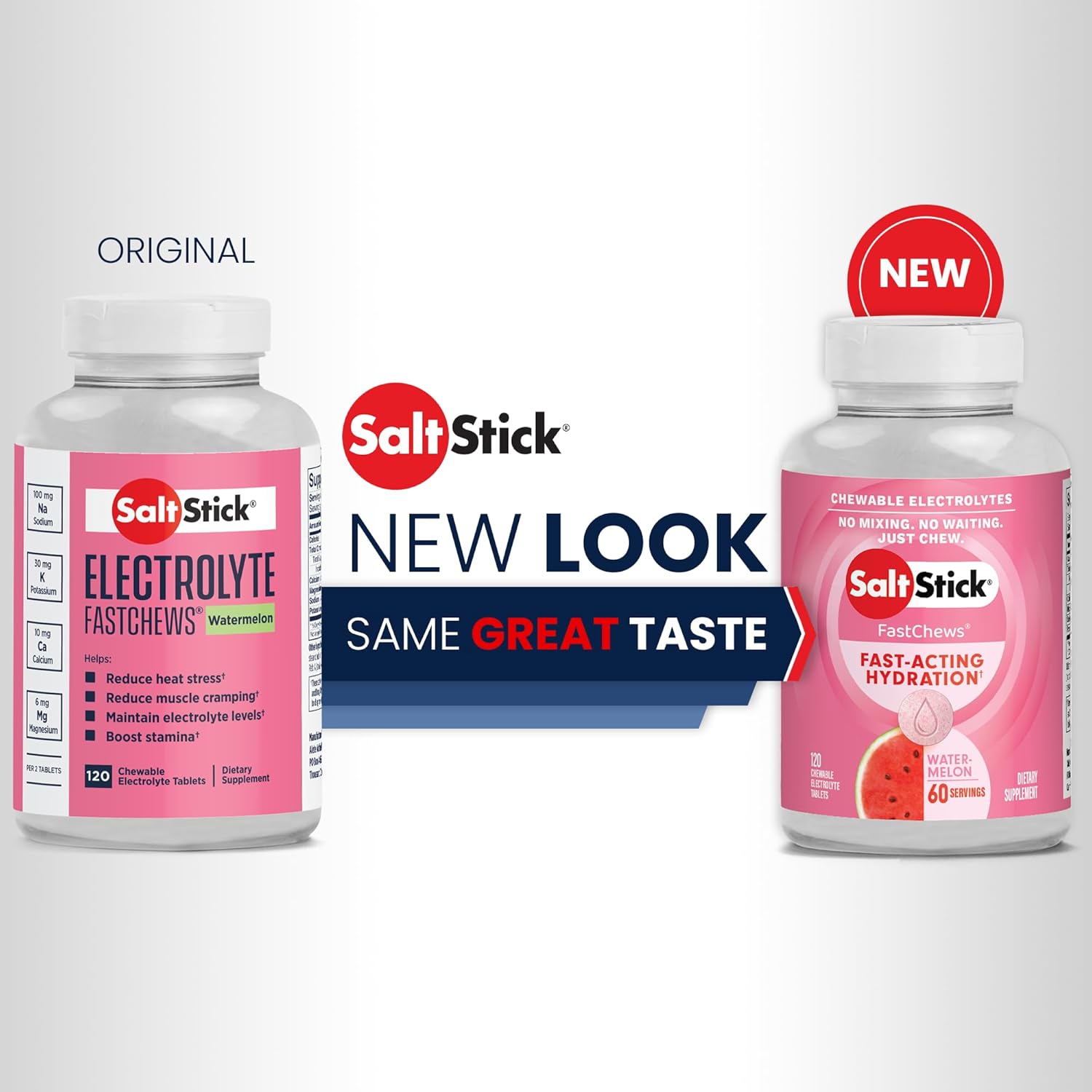 Watermelon SaltStick Electrolyte FastChews - Chewable Tablets for Runners - Hydration Electrolyte Chews - 120 Count