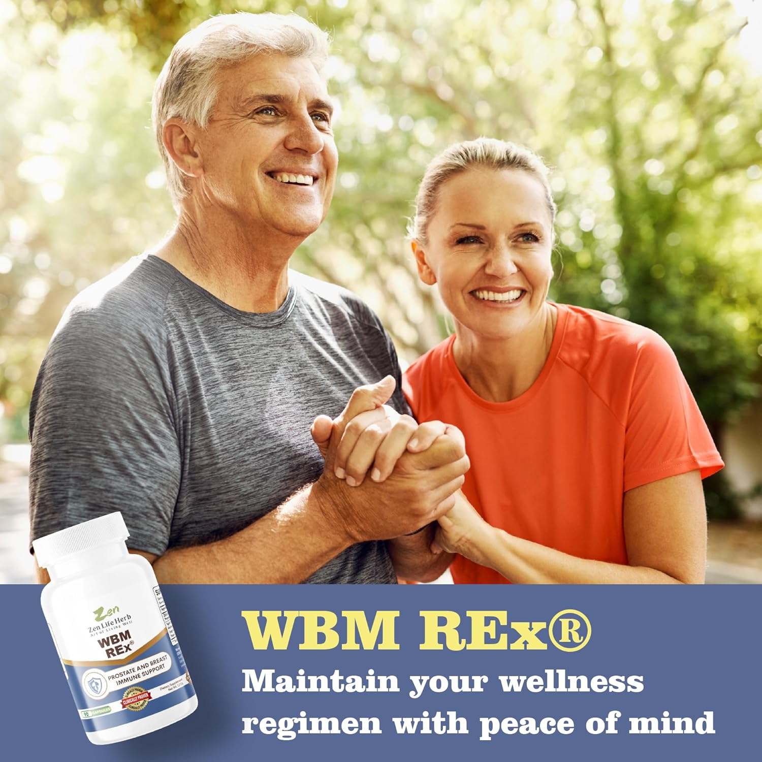 WBM REx White Button Mushrooms Ginseng Immune Support Supplement - Prostate & Breast Health (60 Capsules)