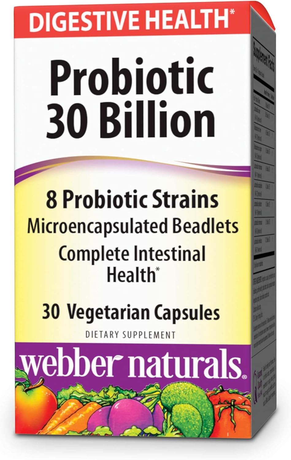 Webber Naturals 30 Billion CFU Probiotics for Men, Women, & Adults - Shelf Stable, 8 Strains, 30 Vegetarian Capsules