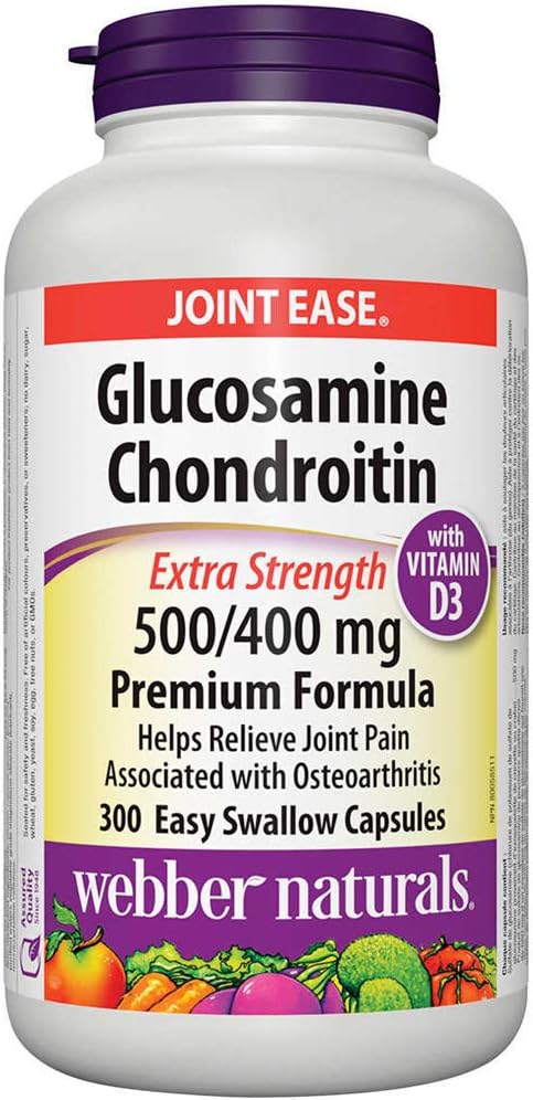 Webber Naturals Glucosamine Chondroitin with Vitamin D3 - 300 Easy Swallow Capsules