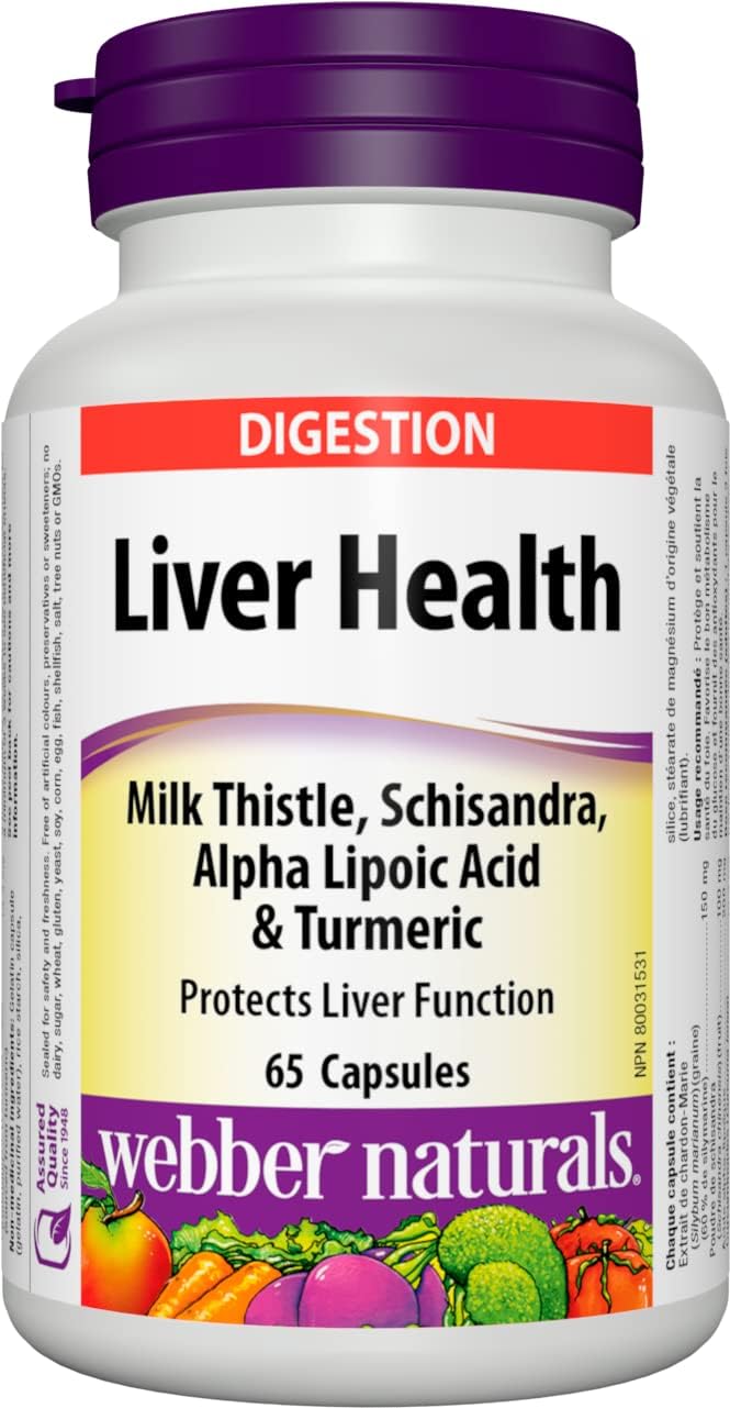 Webber Naturals Liver Health Support Supplement with Milk Thistle - 65 Capsules