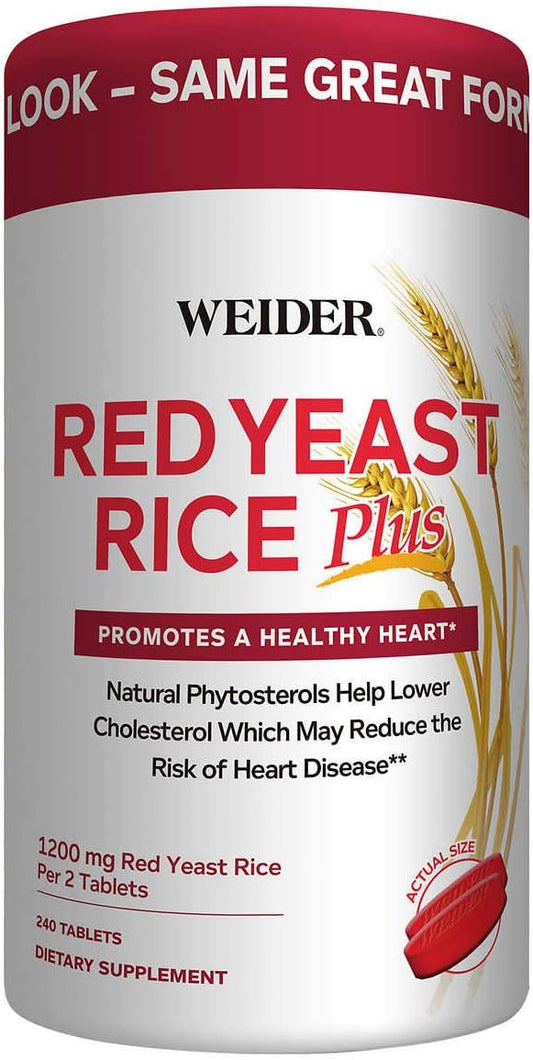 Weider Red Yeast Rice Plus 1200 mg - 240 Tablets for Cardiovascular Health and Cholesterol Support
