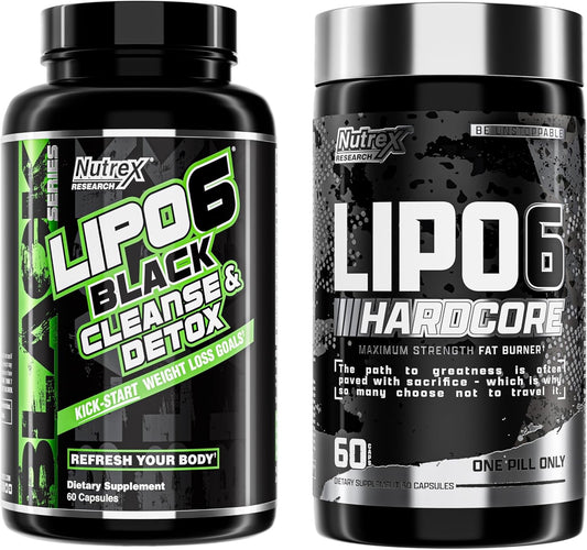 Weight Loss Bundle: Nutrex Research Lipo-6 Cleanse & Detox + Hardcore Supplement for Metabolism Support