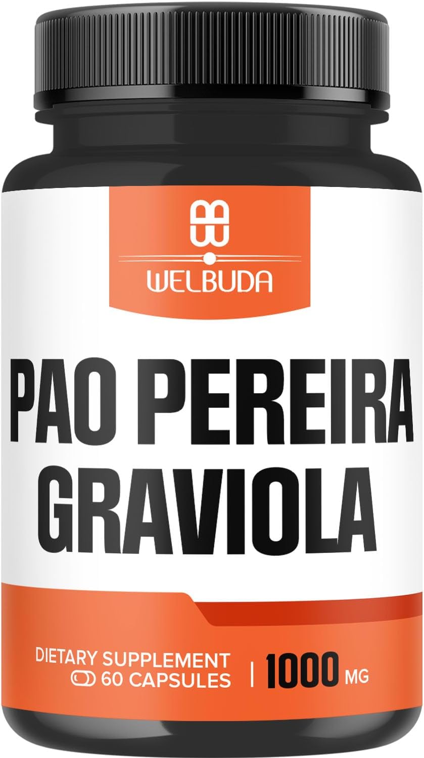 WELBUDA 600mg Pao Pereira Extract 10:1 & Graviola Soursop Capsules - Immune System & Mood Support