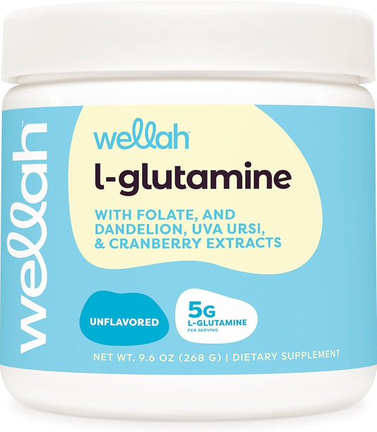 Wellah L-Glutamine Powder: Unflavored, 5g per Serving, Sweetened with Stevia - 50 Servings