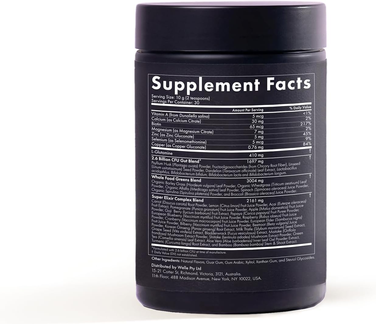 WelleCo Mixed Berry Super Elixir Daily Greens Powder: Probiotic Vegan Drink for Gut Health, Energy, Immunity, Skin, Hair, Nails