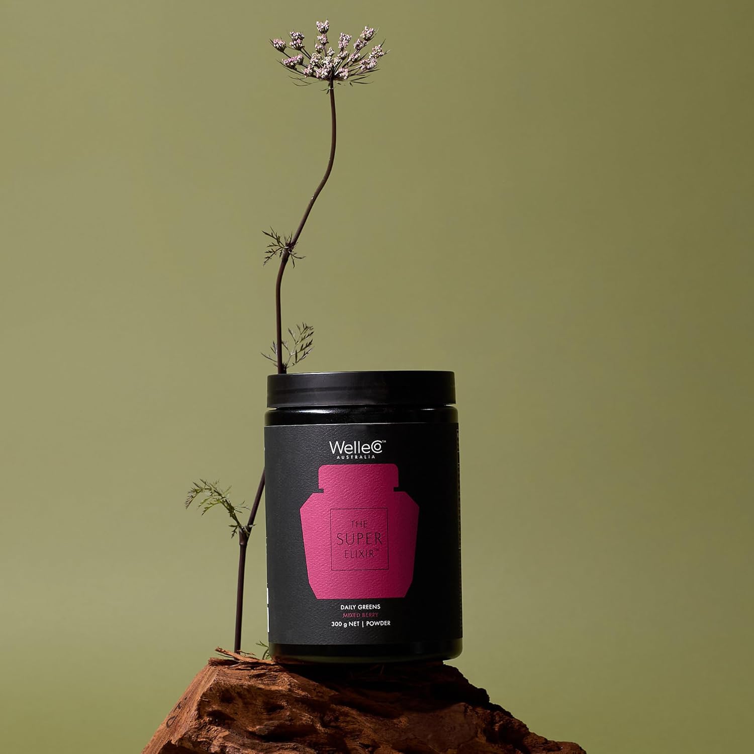 WelleCo Mixed Berry Super Elixir Daily Greens Powder: Probiotic Vegan Drink for Gut Health, Energy, Immunity, Skin, Hair, Nails