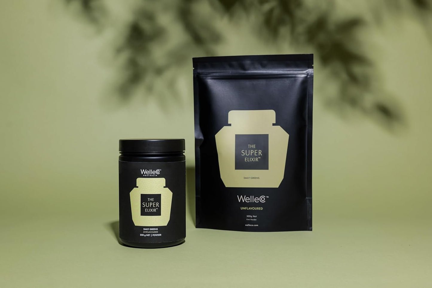 WelleCo Super Elixir Daily Greens Powder - Probiotic Drink Mix for Gut Health, Energy, Immunity, Skin, Hair & Nails - Gluten-Free, Vegan (300g)