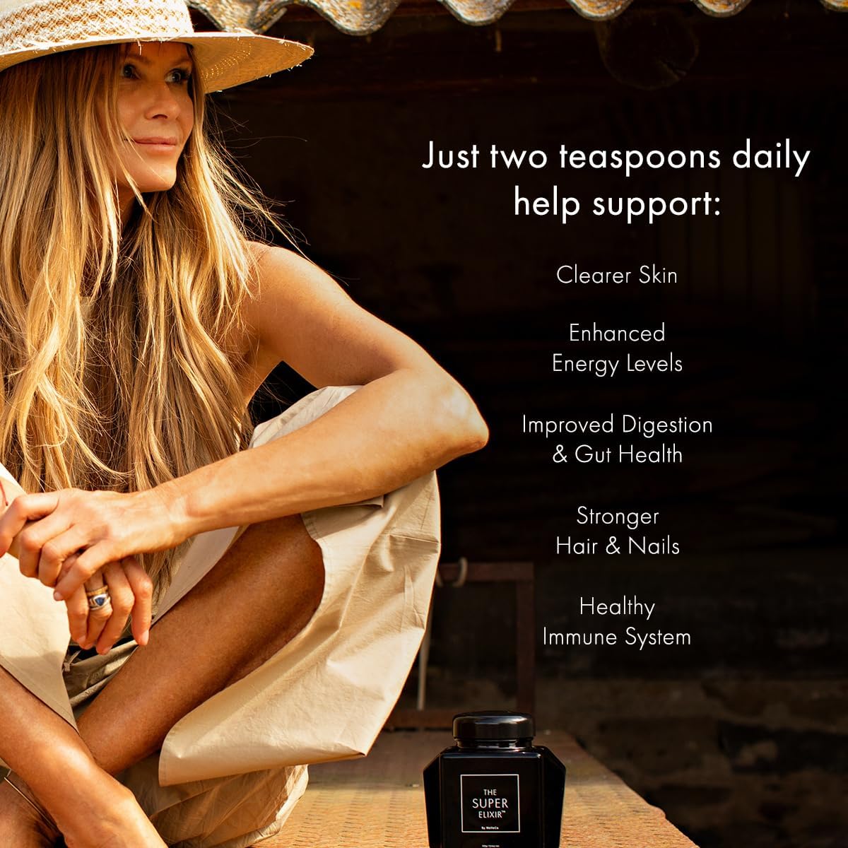 WelleCo Super Elixir Daily Greens Powder - Probiotic Drink Mix for Gut Health, Energy, Immunity, Skin, Hair & Nails - Gluten-Free, Vegan (300g)