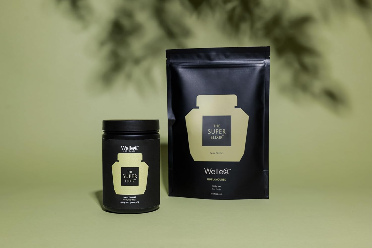 WelleCo Super Elixir Daily Greens Probiotic Drink Mix - Whole Foods, Gluten Free, Vegan Gut Health Powder for Energy, Immunity, Skin, Hair, Nails - 300g Jar