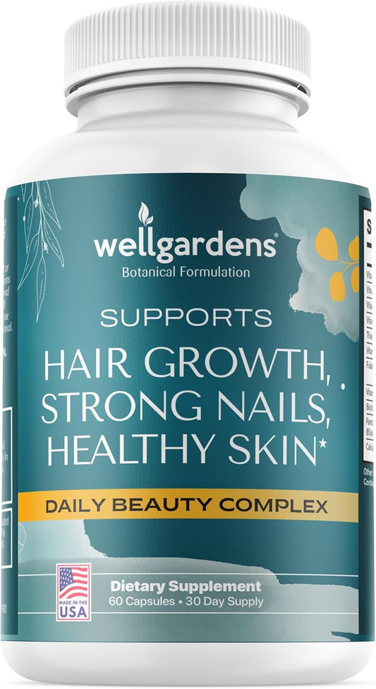 Wellgardens Biotin Vitamins for Hair, Skin, and Nails - 100% Pure Formula for Women and Men, Ages 18+, Supports Faster Growth and Strength - Extra Strength 78,1119mcg - 1 Month Supply
