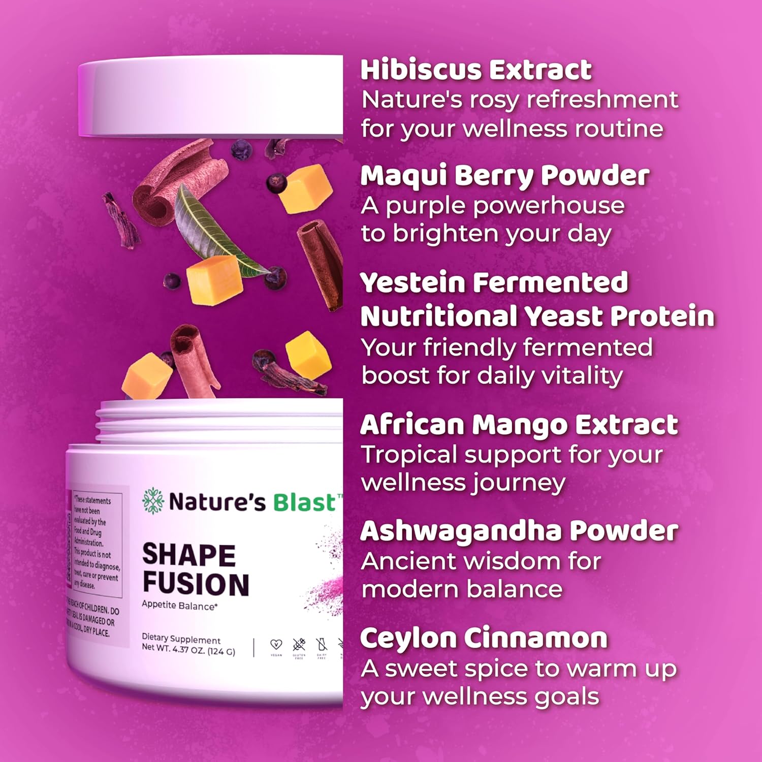Wellness Blend with Ashwagandha, Hibiscus, Ceylon Cinnamon, Maqui Berry & African Mango Extract - Supports Healthy Lifestyle & Energy - 30 Servings