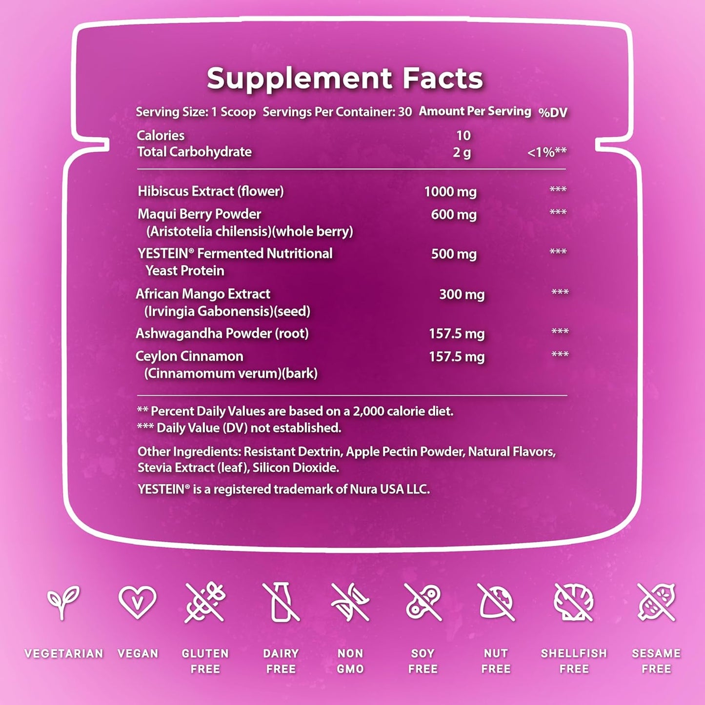 Wellness Blend with Ashwagandha, Hibiscus, Ceylon Cinnamon, Maqui Berry & African Mango Extract - Supports Healthy Lifestyle & Energy - 30 Servings