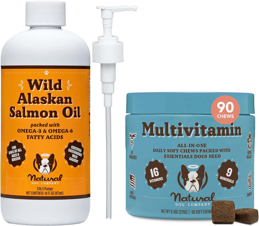 Wellness Bundle for Dogs with Salmon Oil, Multivitamin, and Itch Relief Supplement
