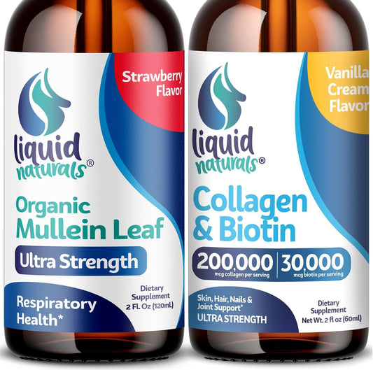 Wellness LABSRX Mullein Leaf Liquid Drops with Collagen and Biotin for Lung Health, 2 Fl. Oz