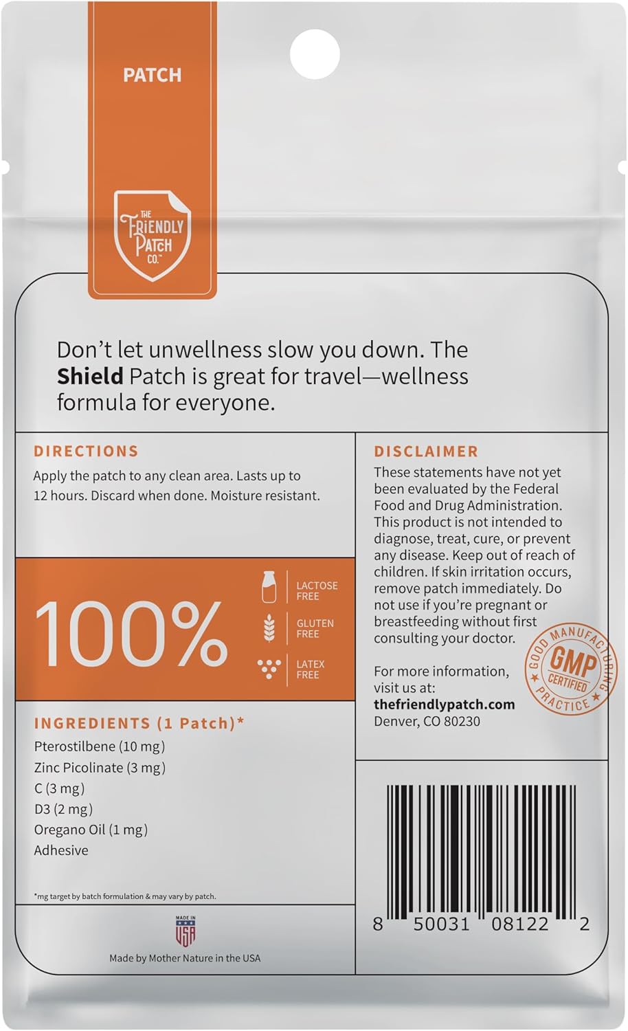 Wellness Patches Travel Pack - D3, C & Zinc - Shield Patch by The Friendly Patch CO. - WERCSmart Certified