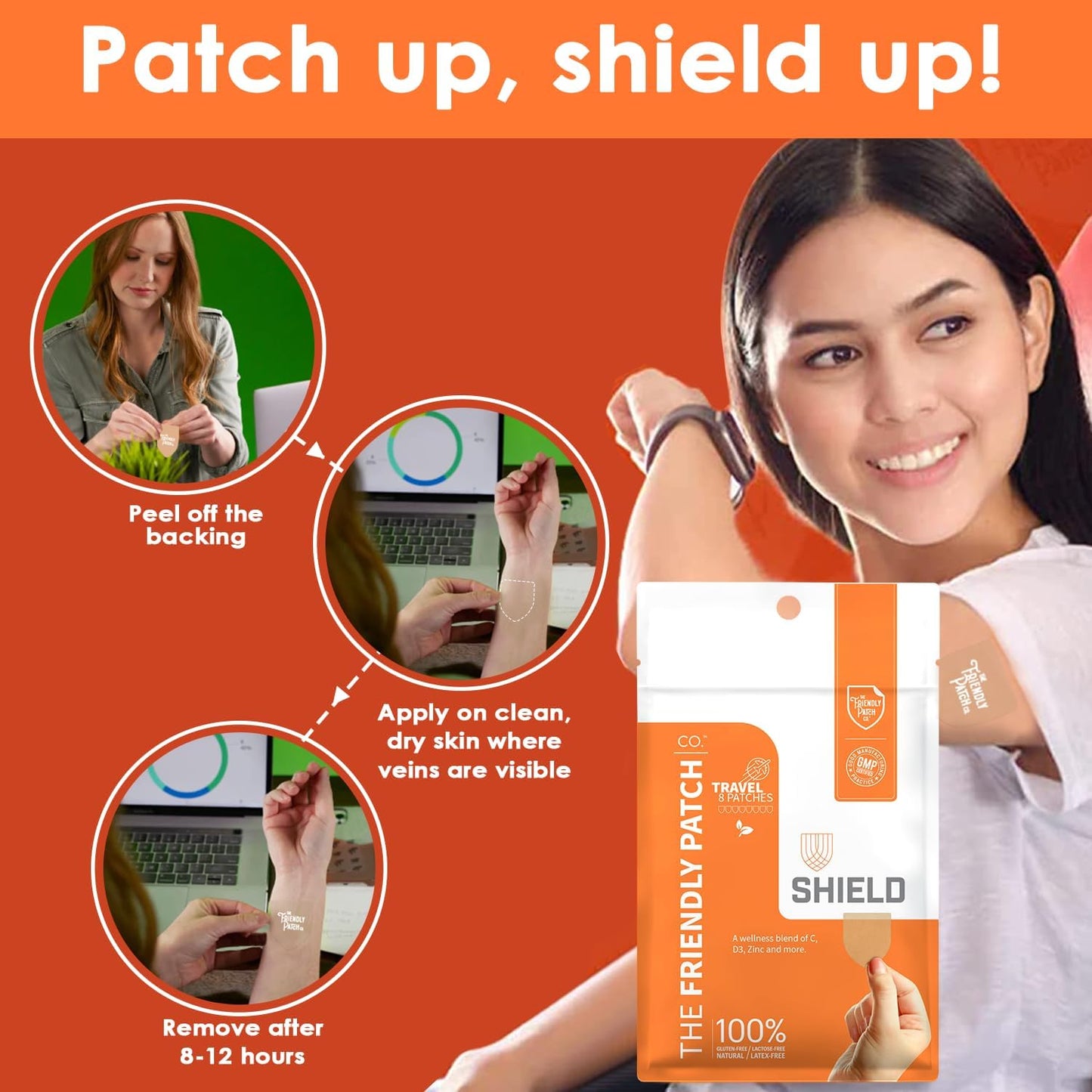 Wellness Patches Travel Pack - D3, C & Zinc - Shield Patch by The Friendly Patch CO. - WERCSmart Certified