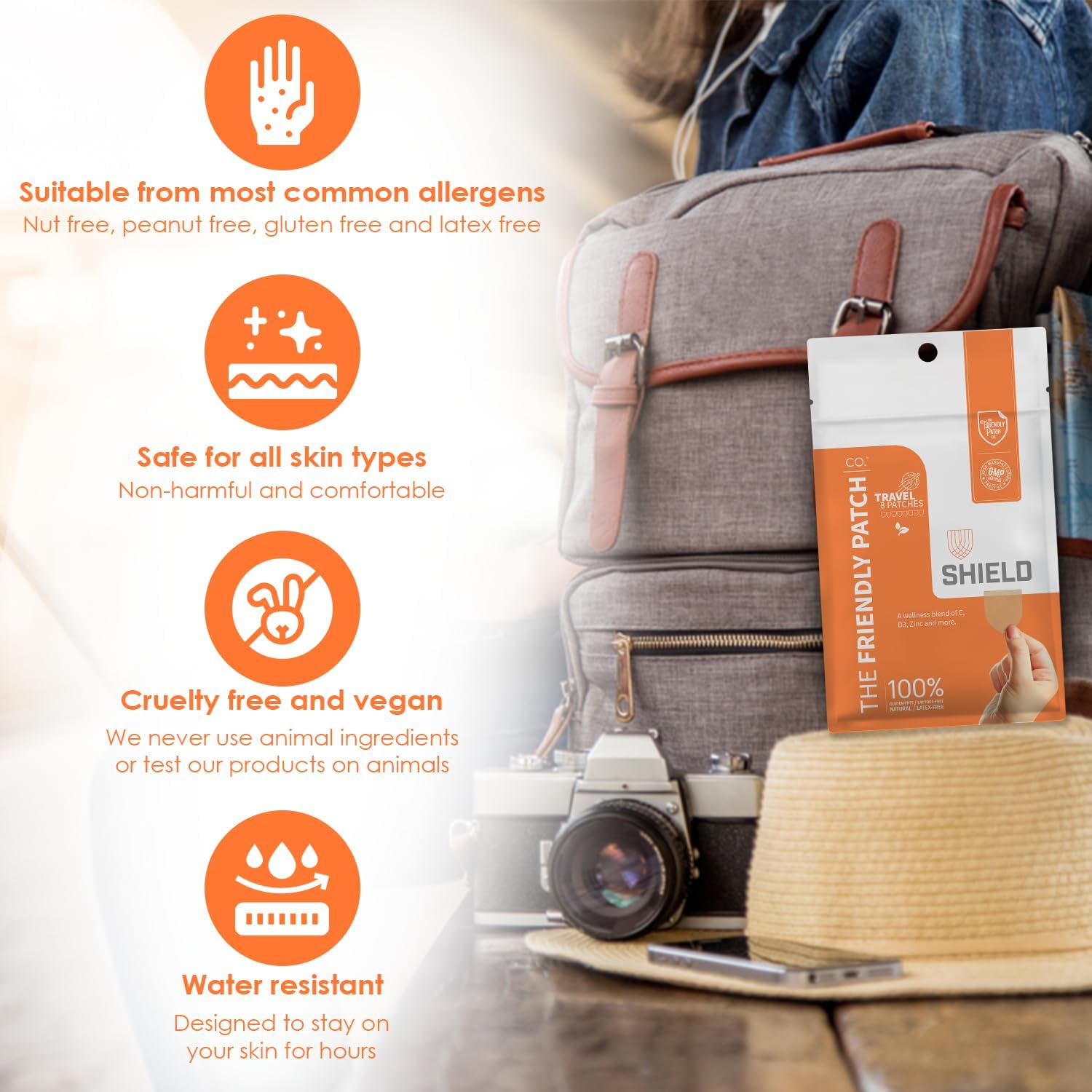 Wellness Patches Travel Pack - D3, C & Zinc - Shield Patch by The Friendly Patch CO. - WERCSmart Certified