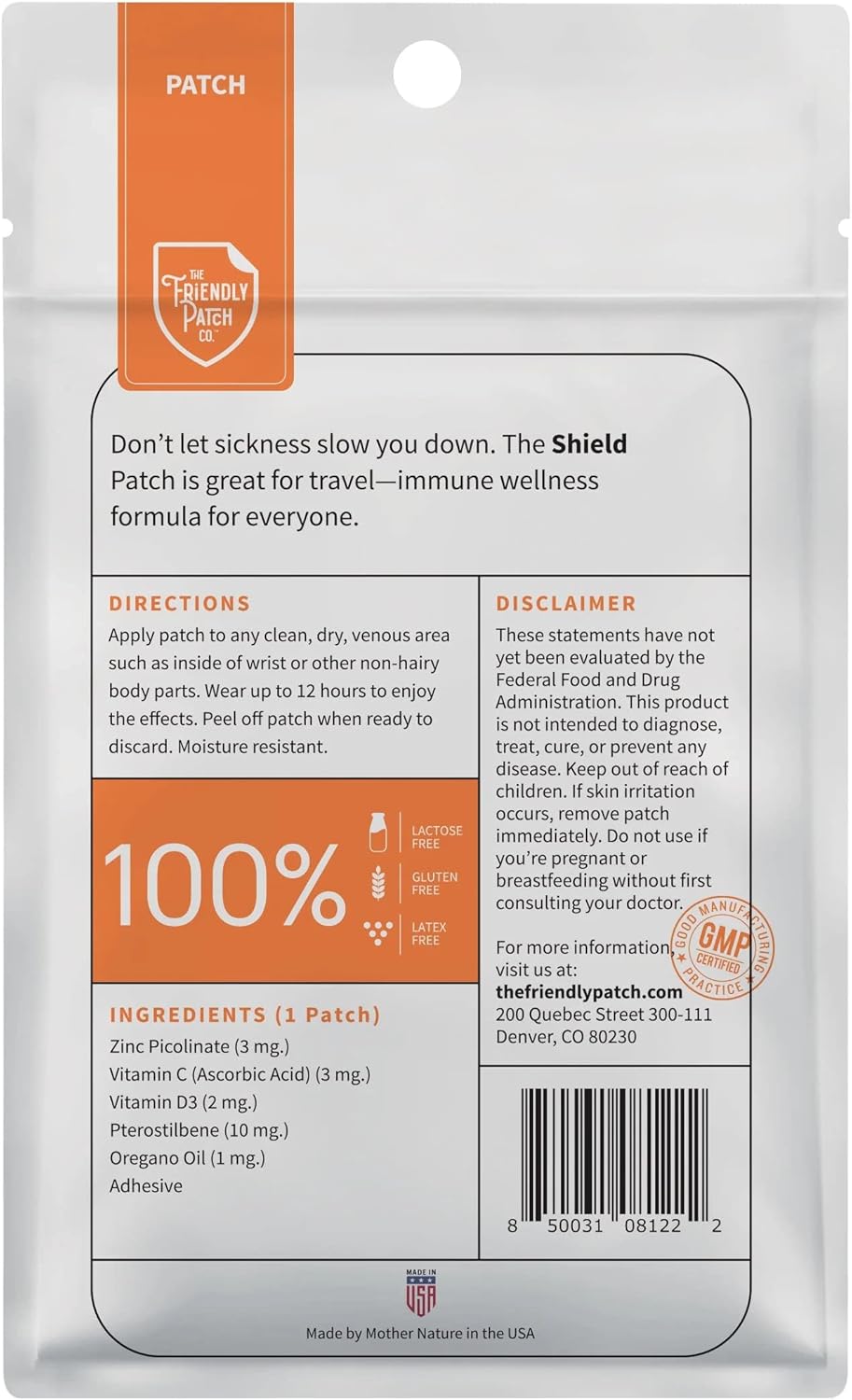 Wellness Patches Travel Pack - D3, C & Zinc - Shield Patch by The Friendly Patch CO. - WERCSmart Certified