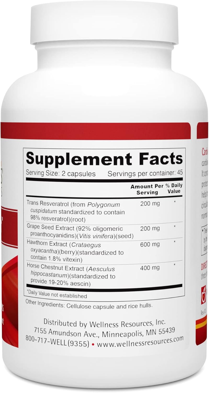 Wellness Resources Cardio Support for Blood Pressure, Fluid Retention, Varicose Veins