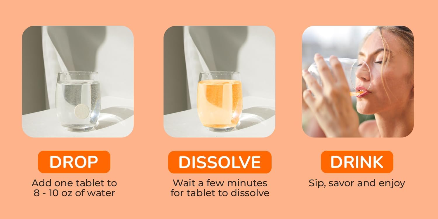 Wellwix Daily Vitals: Electrolytes, Immunity, Antioxidants, Probiotics - Vitamin C 1000mg, Sodium 200mg, Potassium 100mg, Vitamin D3, B12, Effervescent Tablets