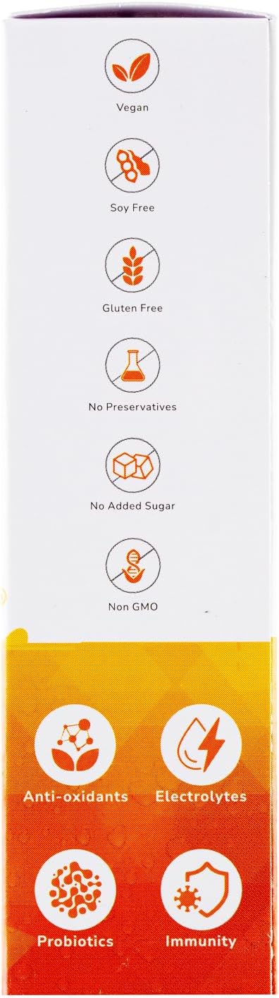 Wellwix Daily Vitals: Electrolytes, Immunity, Antioxidants, Probiotics - Vitamin C 1000mg, Sodium 200mg, Potassium 100mg, Vitamin D3, B12, Effervescent Tablets