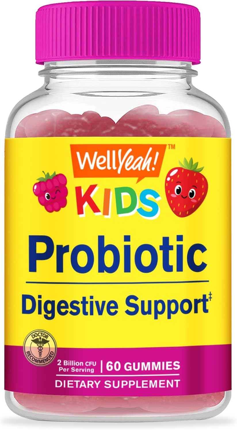 WellYeah Kids Probiotic Gummies for Digestive & Immune Support - Vegan & Gluten-Free Gummy Supplement - 60 Count