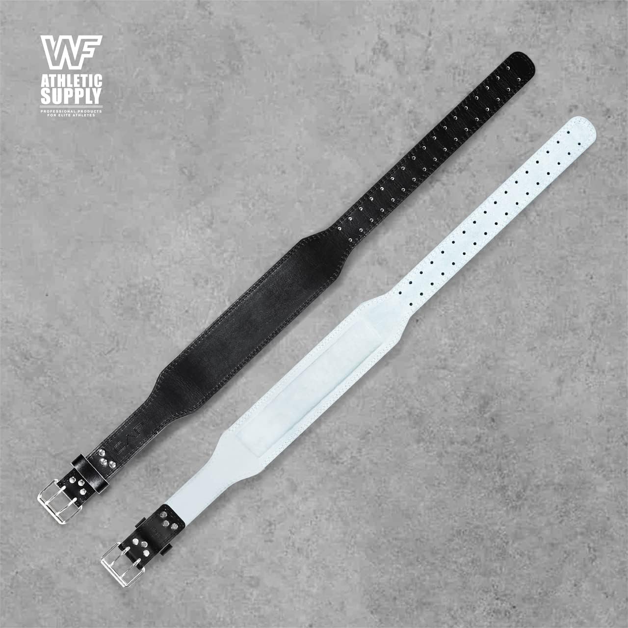 WF Athletic Supply 4-Inch Wide Leather Weight Lifting Belt for Men & Women - Padded Back Support for Powerlifting, Strength Training, Squats, Deadlifts - 100% Tapered Leather Weight Belt
