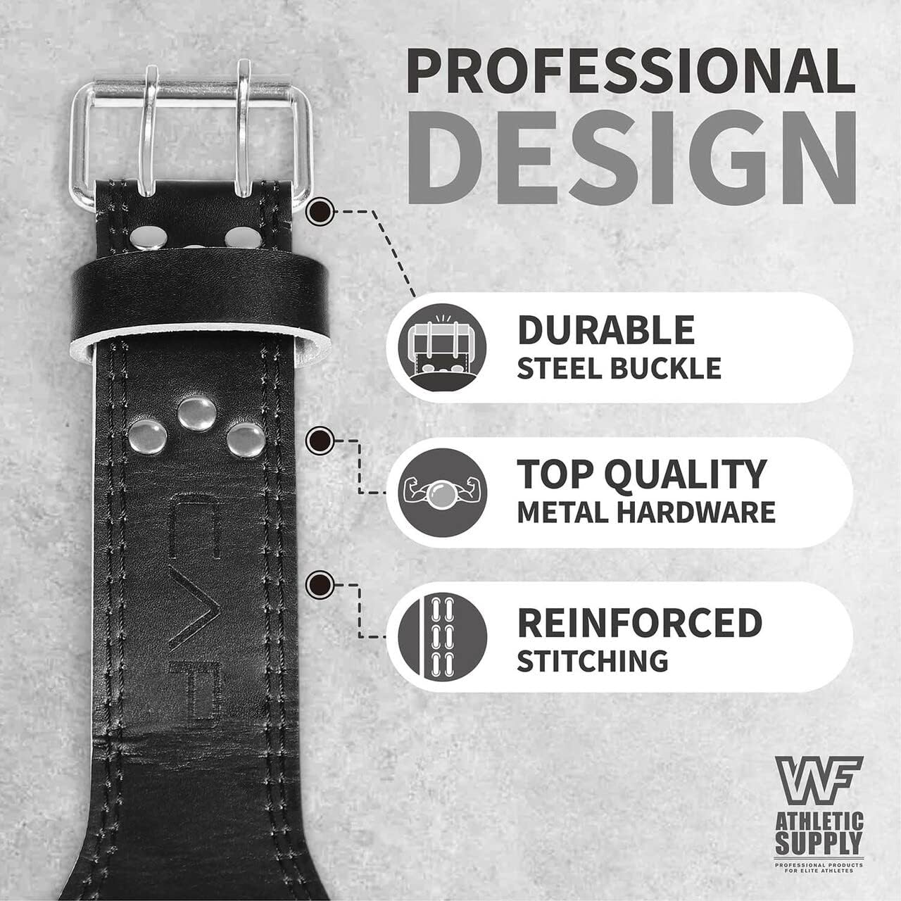 WF Athletic Supply 4-Inch Wide Leather Weight Lifting Belt for Men & Women - Padded Back Support for Powerlifting, Strength Training, Squats, Deadlifts - 100% Tapered Leather Weight Belt