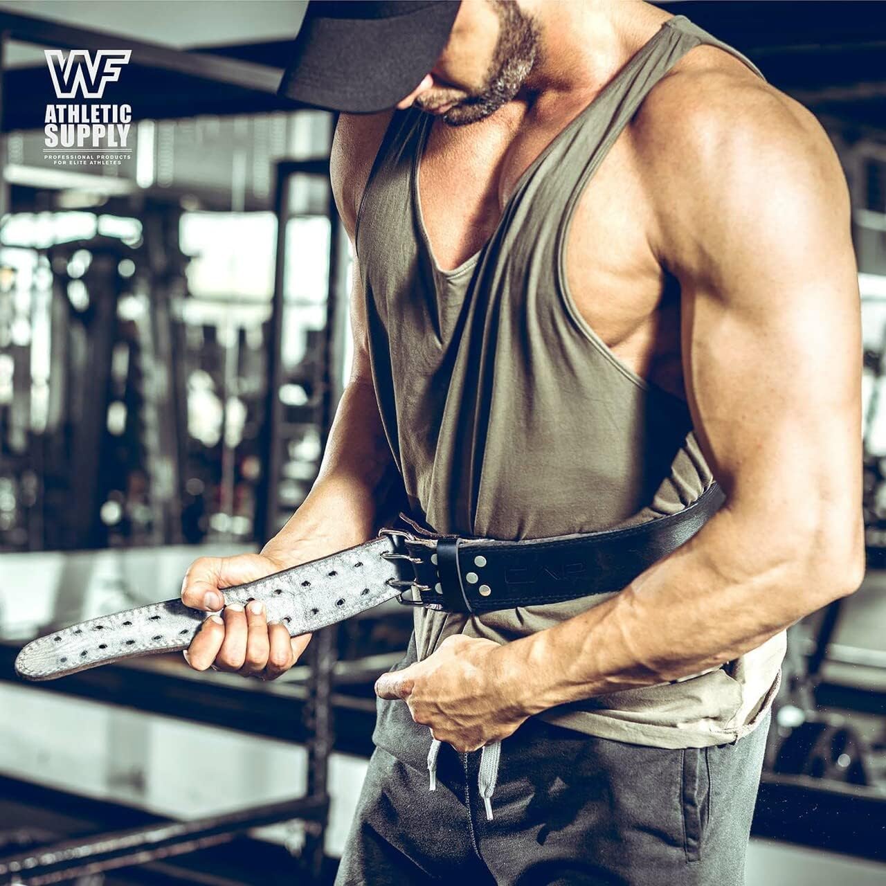 WF Athletic Supply 4-Inch Wide Leather Weight Lifting Belt for Men & Women - Padded Back Support for Powerlifting, Strength Training, Squats, Deadlifts - 100% Tapered Leather Weight Belt