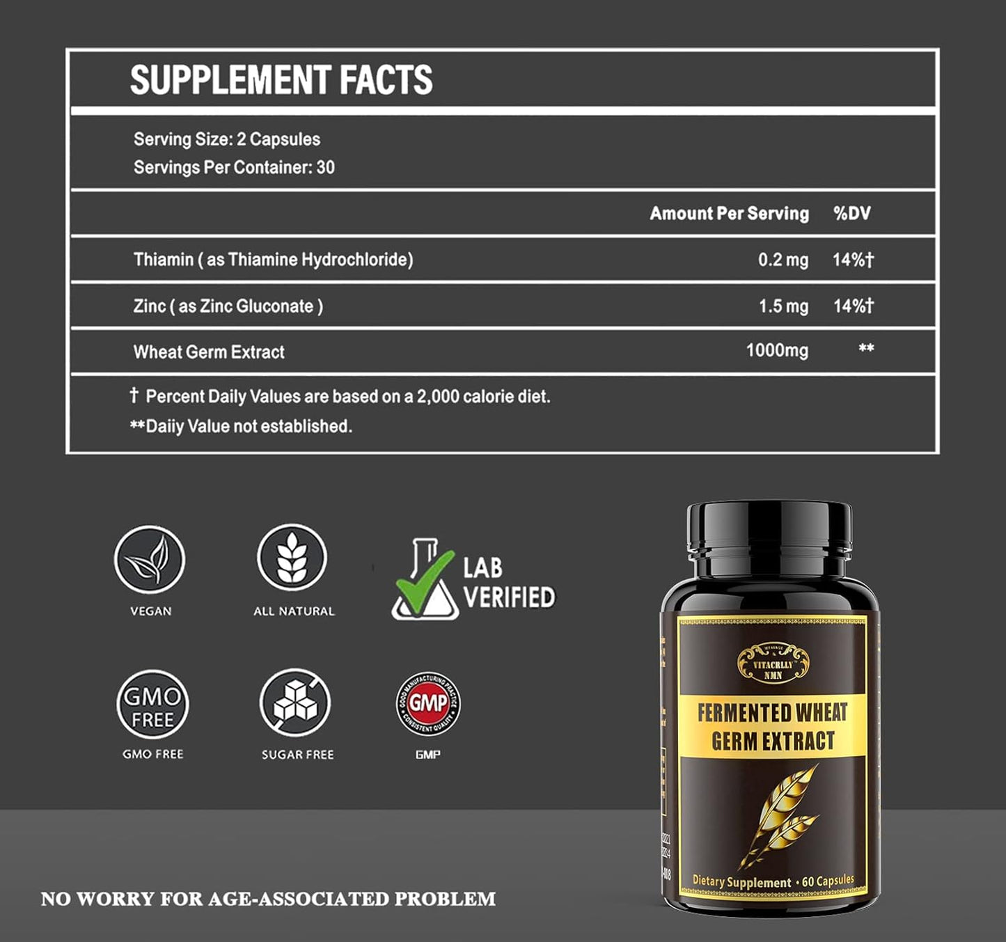 Wheat Germ Extract Capsules 1000mg with Higher Spermidine & Zinc for Antioxidant, Cell Renewal - 240 Capsules