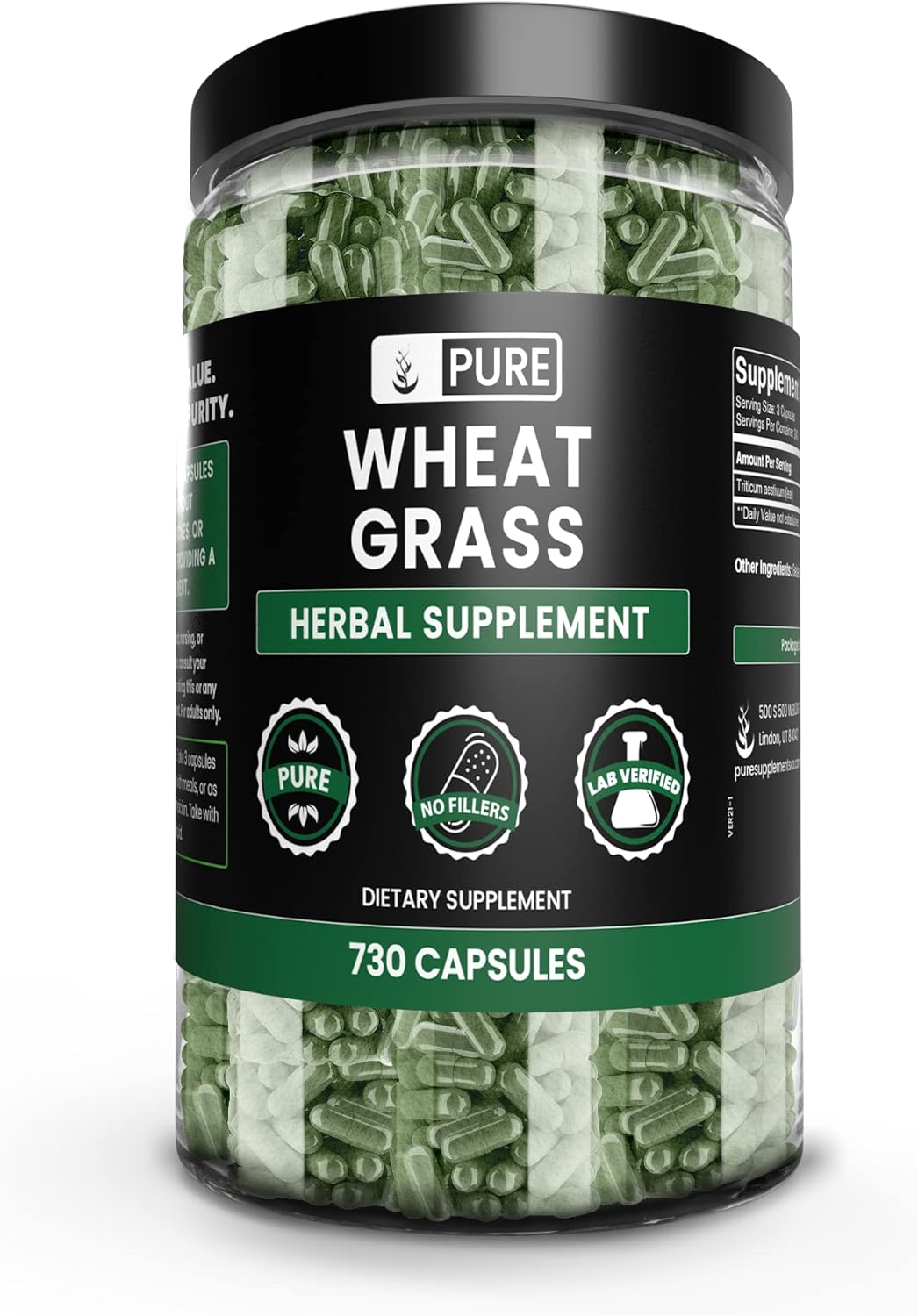 Wheat Grass Capsules - 730 Count, Pure Ingredients, No Fillers, Lab Verified