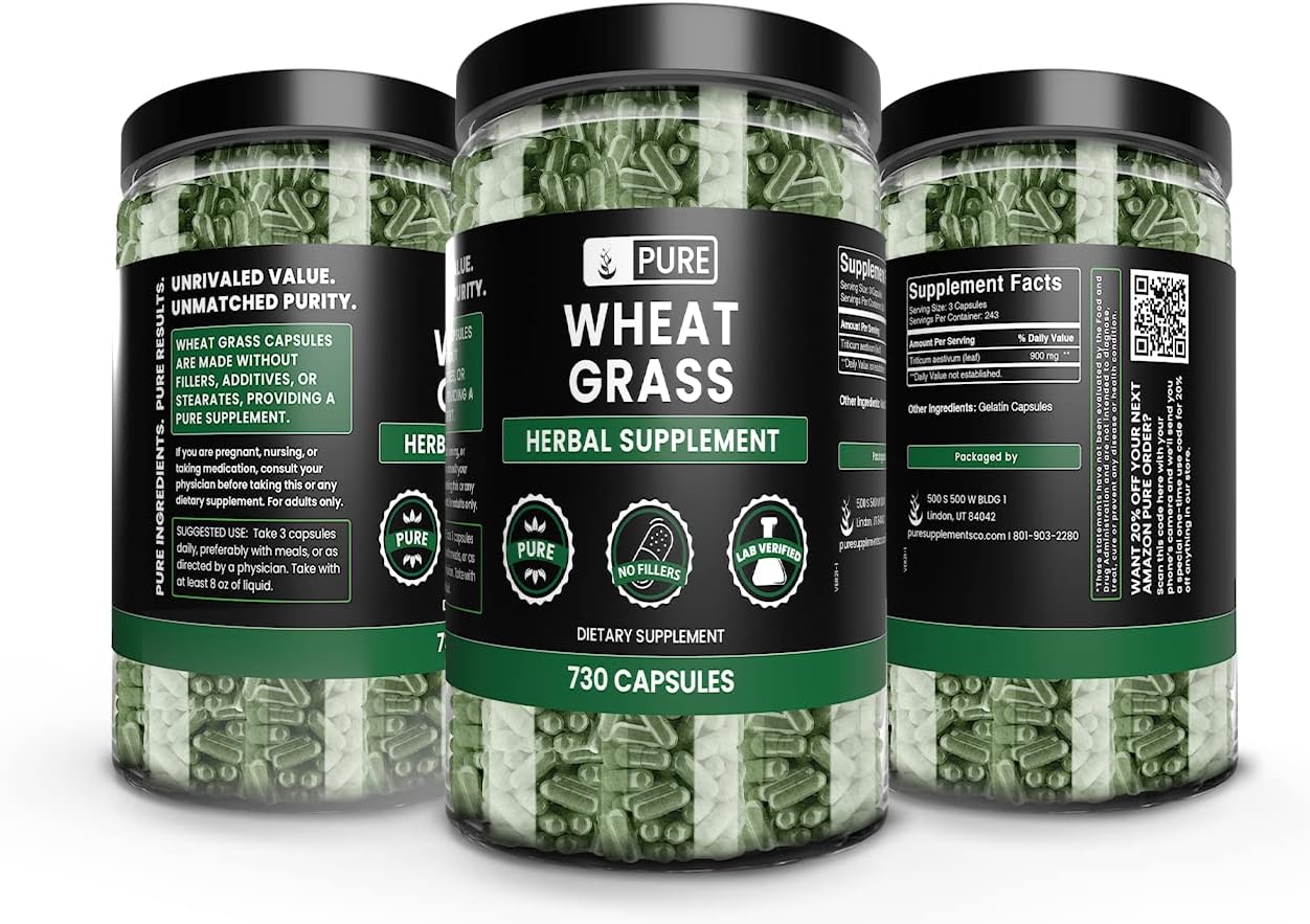 Wheat Grass Capsules - 730 Count, Pure Ingredients, No Fillers, Lab Verified