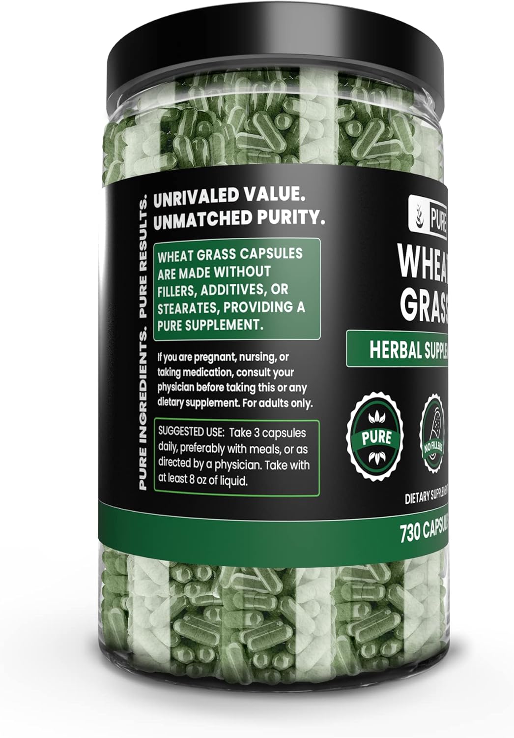 Wheat Grass Capsules - 730 Count, Pure Ingredients, No Fillers, Lab Verified