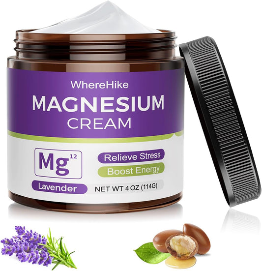 WhereHike Lavender Topical Magnesium Lotion: Pain Relief, Sleep Aid, Muscle Relaxation, Deep Hydration for Skin - Safe for Kids