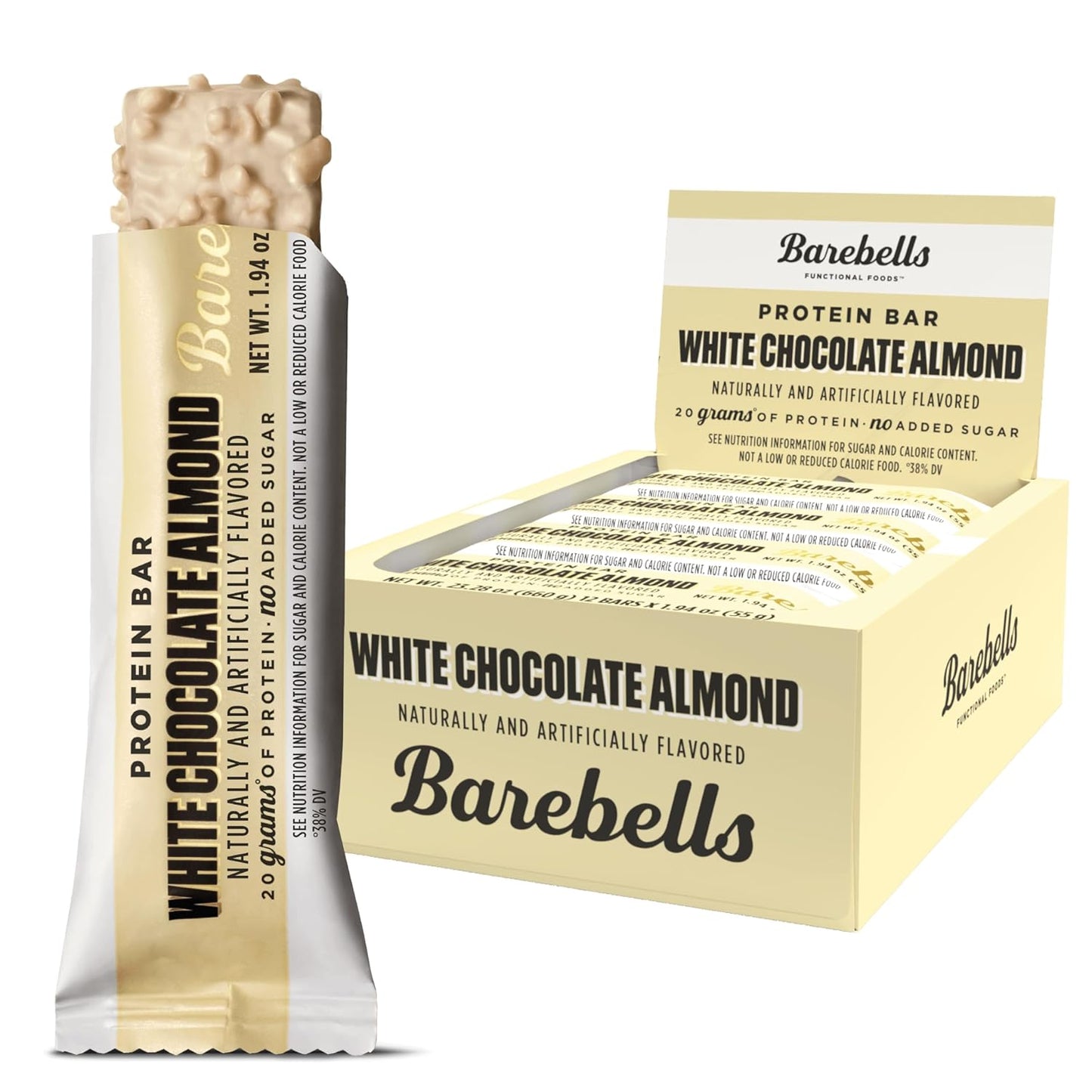 White Chocolate Almond Barebells Protein Bars - 12 Count, 20g High Protein Snacks with 1g Sugar - On-The-Go Breakfast or Post-Workout Option