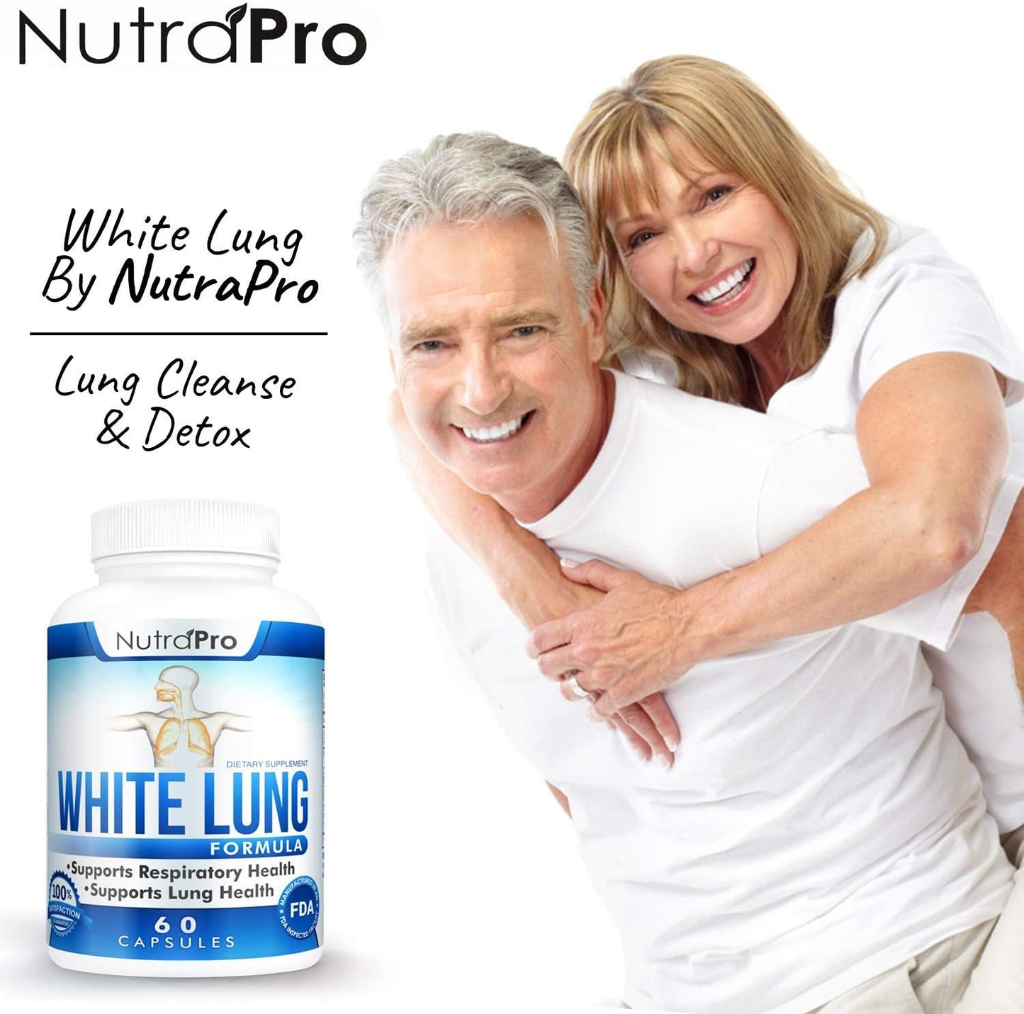 White Lung Respiratory Health & Skin Hydration Support by NutraPro - Dermal Repair Complex for Glowing Skin