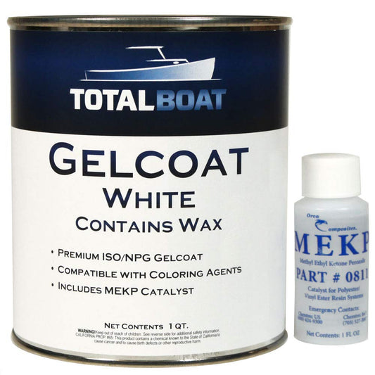 White Marine Gelcoat Quart with Wax for Boat Building, Repair, and Composite Coatings by TotalBoat